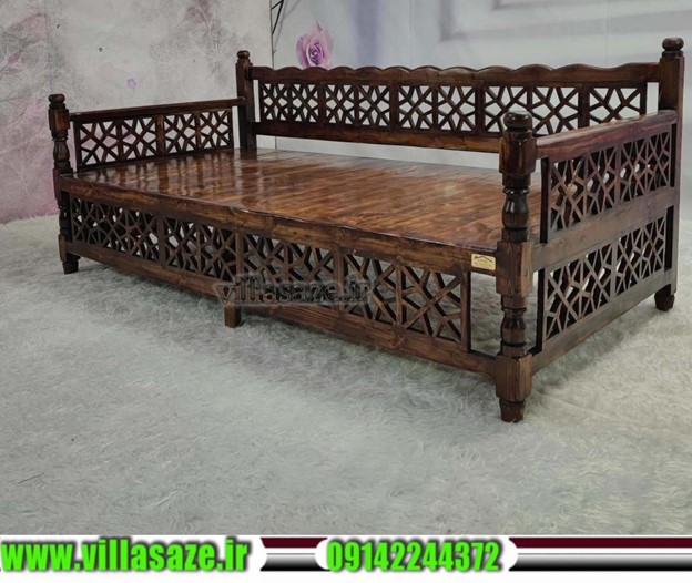 تخت سنتی چوبی سفید‬‎ | تخت سنتی کنار سالن‬‎