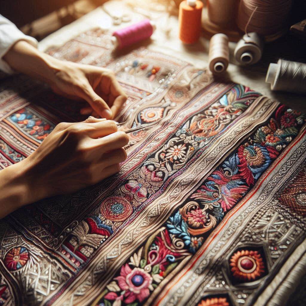 تکنیک‌های سنتی خیاطی مانند سوزن‌دوزی بلوچ یا دوخت‌دوزی قفقازی